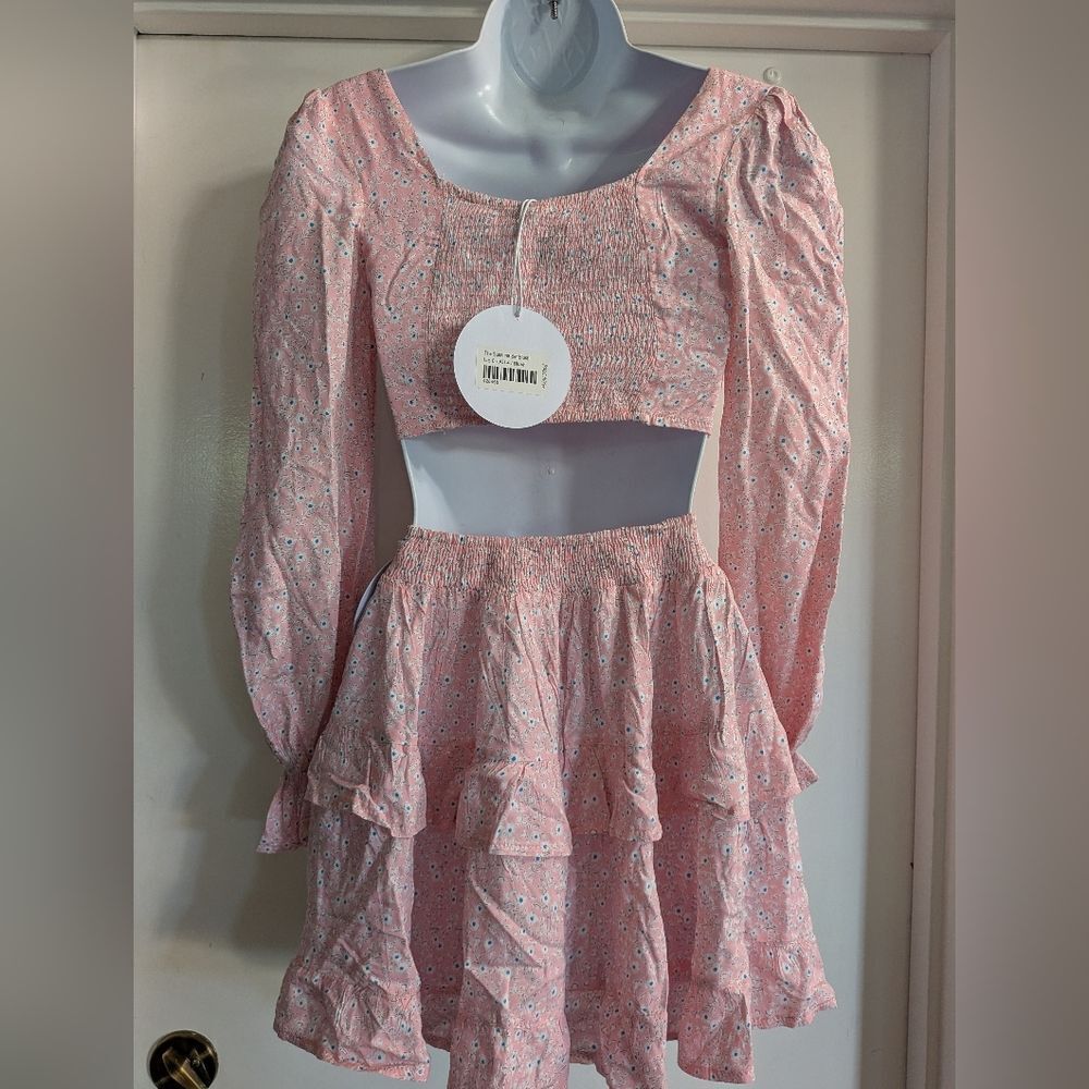 Princess Polly Pink Floral Mini Skirt Set. The Susanna Set Blush Size 0 - Picture 9 of 10